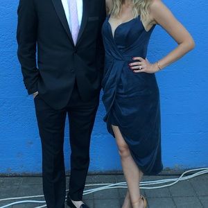 Zimmerman Navy Blue 100% Silk Corset Asymmetrical Dress